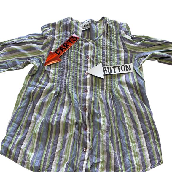 Vintage Blair Striped 3/4 Sleeve Button Up Blouse - Picture 2 of 6